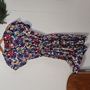 Vintage Virgo II Jumper Skort Jumpsuit Womens 8 Purple Floral 90s Y2K EUC